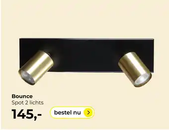 Lampidee Bounce - Spot 2 lichts op balk 40cm breed black/gold aanbieding