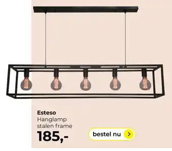 Lampidee Esteso - Hanglamp stalen frame 5 lichts zwart aanbieding