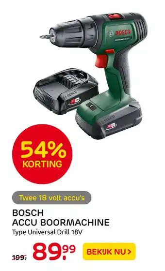 Praxis Bosch Accu Boormachine Type Universal Drill 18V aanbieding