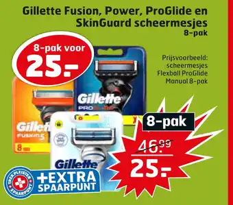 Trekpleister Gillette Fusion, Power, ProGlide en SkinGuard scheermesjes aanbieding