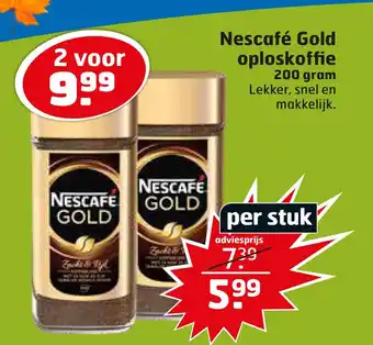 Trekpleister Nescafé Gold oploskoffie 200 gram Lekker, snel en makkelijk. aanbieding