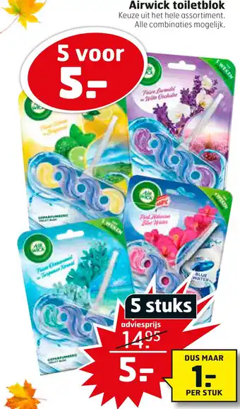 Trekpleister Airwick toiletblok Keuze uit het hele assortiment. Alle combinaties mogelijk. aanbieding