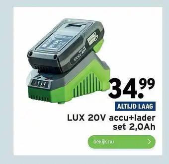 GAMMA Lux 20V accu+lader set 2,0ah aanbieding