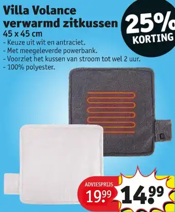 Kruidvat Villa Volance verwarmd zitkussen 45 x 45 cm aanbieding