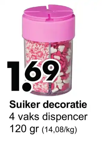 Wibra Suiker decoratie 4 vaks dispencer 120gr aanbieding