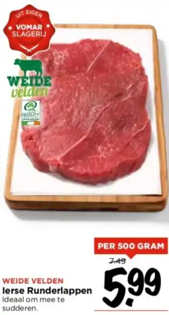 Vomar Voordeelmarkt WEIDE VELDEN lerse Runderlappen 500g aanbieding