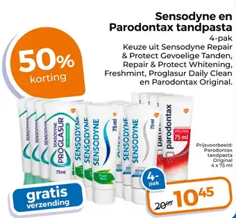 Trekpleister Sensodyne en Parodontax tandpasta 4-pak aanbieding