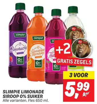 Dekamarkt SLIMPIE LIMONADE SIROOP 0% SUIKER  Fles 650 ml. aanbieding