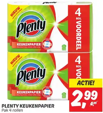 Dekamarkt PLENTY KEUKENPAPIER Pak 4 rollen aanbieding