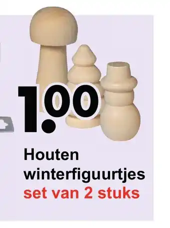 Wibra Houten Winterfiguurtjes 2 stuks aanbieding