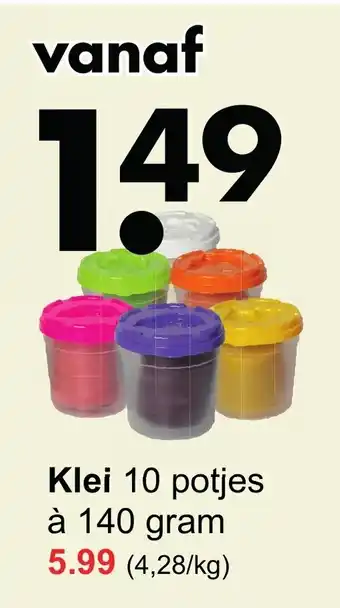 Wibra Klei 10 potjes 140 gram aanbieding