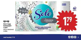 ALDI Solo 2-Laags Keukenpapier 4-Pack aanbieding