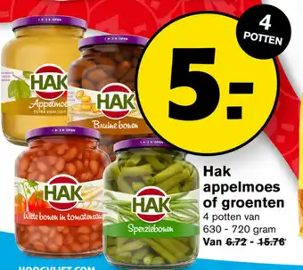 Hoogvliet Hak Appelmoes of Groenten 630-720 gram aanbieding