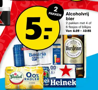 Hoogvliet Alcoholvrij Bier 2 pakken aanbieding