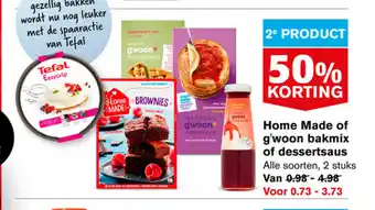 Hoogvliet Home Made of G'woon Bakmix of Dessertsaus 2 stuks aanbieding