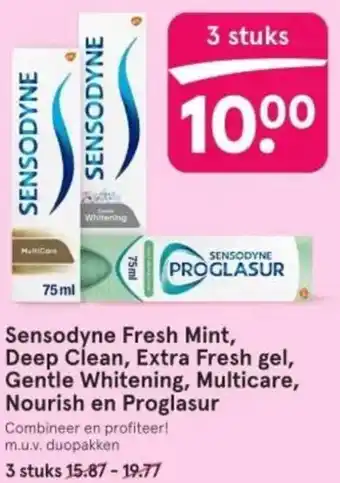 Etos Sensodyne Fresh Mint, Deep Clean, Extra Fresh gel, Gentle Whitening, Multicare, Nourish en Proglasur aanbieding