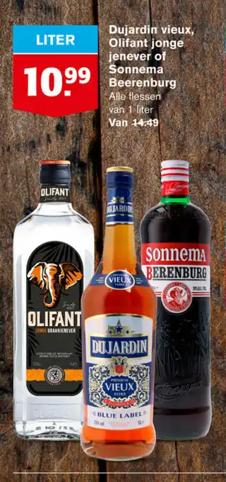 Hoogvliet Dujardin Vieux Olifant Jonge Jenever of Sonnema Beerenburg 1 liter aanbieding