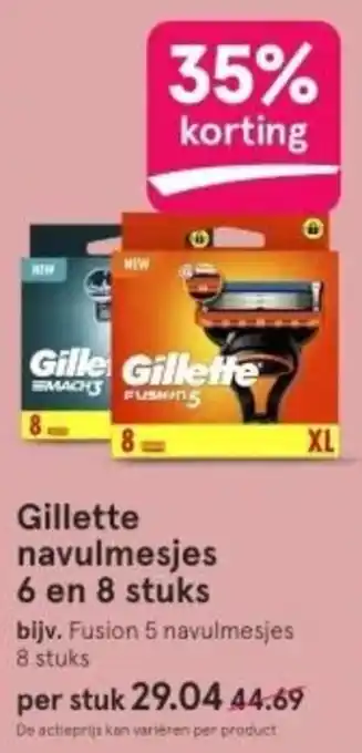 Etos Gillette navulmesjes 6 en 8 stuks aanbieding