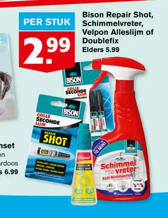 Hoogvliet Bison Repair Shot, Schimmelvreter, Velpon Alleslijm of Doublefix per stuk aanbieding