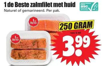 Dirk 1 de Beste zalmfilet met huid 250g aanbieding