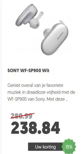 MediaMarkt Sony WF-SP900 Wit aanbieding