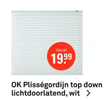 Karwei OK Plisségordijn top down lichtdoorlatend, wit aanbieding