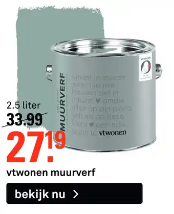 Karwei vtwonen muurverf 2.5 liter aanbieding