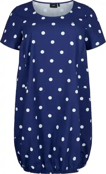 Bol.com ZIZZI JEASY, S/S, AOP DRESS Dames Jurk - Dark Blue - Maat L (50-52) aanbieding