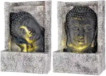 Bol.com Lumineo Fontein Boeddha LED polystone voor buiten 28x13.5x40cm Warmwit Buddha aanbieding