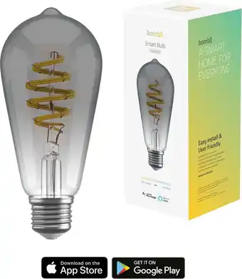 Bol.com Hombli Smart Filament Bulb - E27 ST64 - Smokey - Edison - Warm wit licht - Vintage look - Wifi - 1 Stuk aanbieding