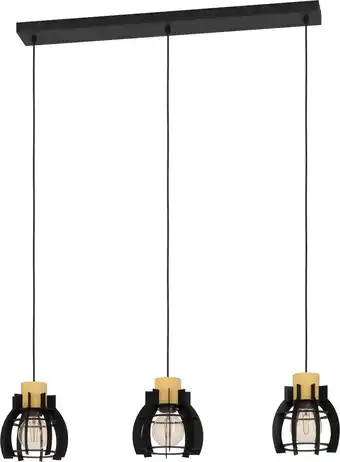 Bol.com EGLO Stillington 1 Hanglamp - E27 - 88 cm - Zwart/Bruin - Hout/Staal aanbieding