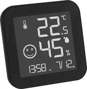 Bol.com TFA Dostmann BLACK & WHITE Thermo- en hygrometer Zwart aanbieding