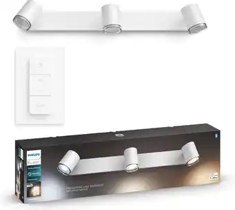 Bol.com Philips Hue Adore Opbouwspot Badkamer - White Ambiance - GU10 - Wit - 3 x 5,5W - Bluetooth - incl. Dimmer Switch aanbieding