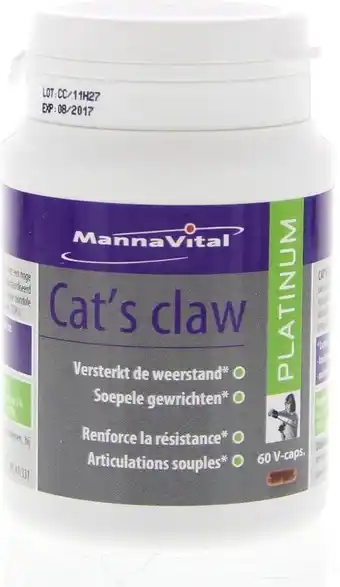 Bol.com Mannavital Cats claw platinum (60ca) aanbieding