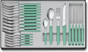 Bol.com Victorinox Bestekset Swiss Modern - 24-delig - Pastel Groen - RVS/PP aanbieding