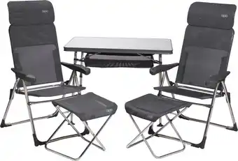 Bol.com Crespo - Set 213 Classic - Tafel met 2 stoelen en voetenbankjes en accessoires - Donker grijs (40) aanbieding