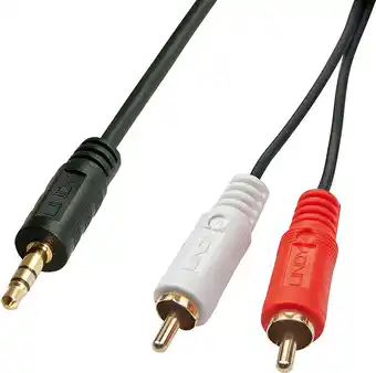 Bol.com LINDY 35685 Cinch / Jackplug Audio Aansluitkabel [2x Cinch-stekker - 1x Jackplug male 3,5 mm] 10.00 m Zwart aanbieding