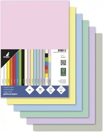 Bol.com Kangaro papier - A4 - 120 grams - pastel assorti - 100 vel - K-0043P415 aanbieding