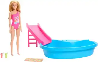 Bol.com Barbie Zwembad en glijbaan - Met handdoek - Barbiepop aanbieding