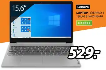 Expert Lenovo Laptop | IdeaPad 3 15IILO5 (81WE0116MH) aanbieding