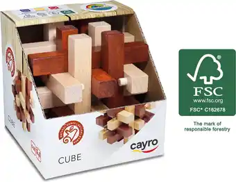 Bol.com Cayro - Cube Kubus Puzzel - Hout - Breinbreker - 10x10 CM - Geschikt vanaf 6 Jaar aanbieding