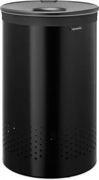 Bol.com Brabantia Wasmand - met Deksel - 60 l - Matt Black / Dark Grey aanbieding