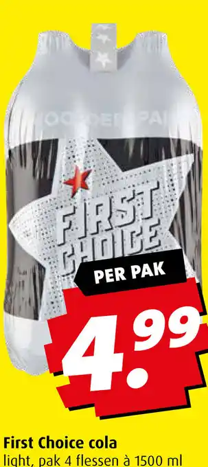 Boni First Choice cola light, pak 4 flessen à 1500 ml aanbieding