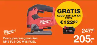 BOUWMAAT Decoupeerzaagmachine M18 FJS-OX M18 FUEL aanbieding