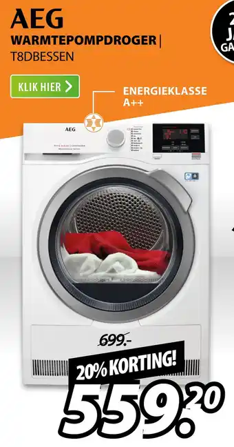 Expert Aeg warmtepompdroger | t8dbessen aanbieding