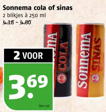 Poiesz Sonnema cola of sinas 2 blikjes à 250 ml aanbieding