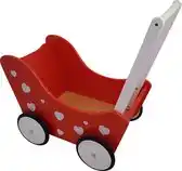 Lobbes Poppenwagen Rood met Hartjes aanbieding