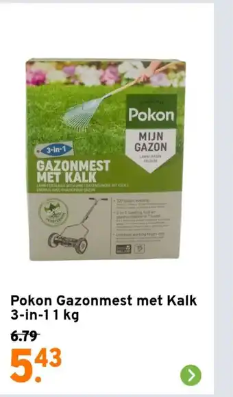 GAMMA Pokon Gazonmest met kalk 3-in-1 1 kg aanbieding