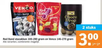 Albert Heijn Red band stazakken 100-280 gram en venco 146-270 gram aanbieding