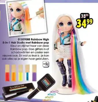 ToyChamp Rainbow high 5-in-1 hair studio met rainbow pop aanbieding